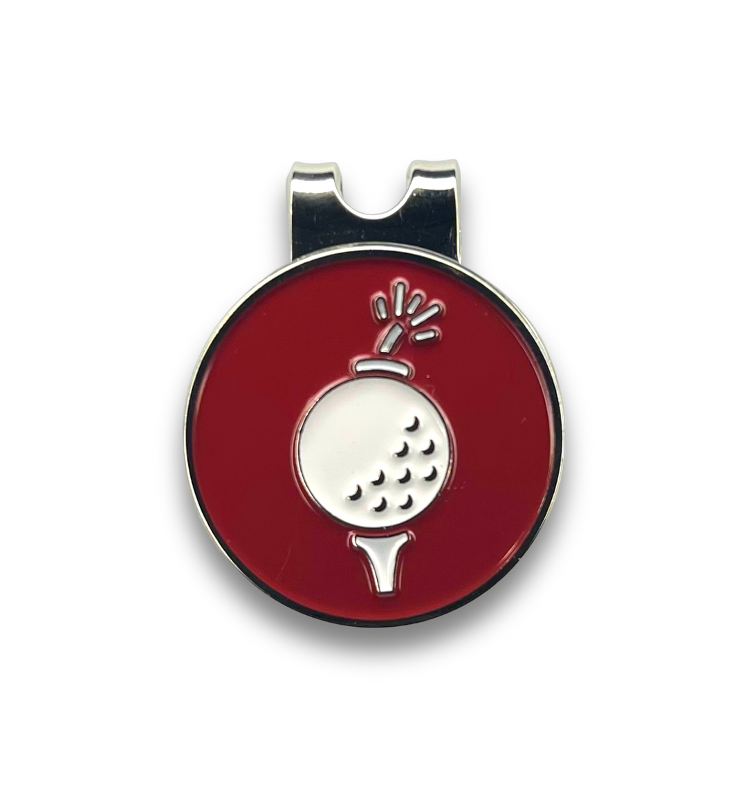 Magnetic Ball Marker with Hat Clip - Deep Red